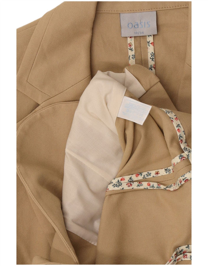 Jaqueta blazer feminina Oasis com 1 botão Reino Unido 10 algodão bege pequeno