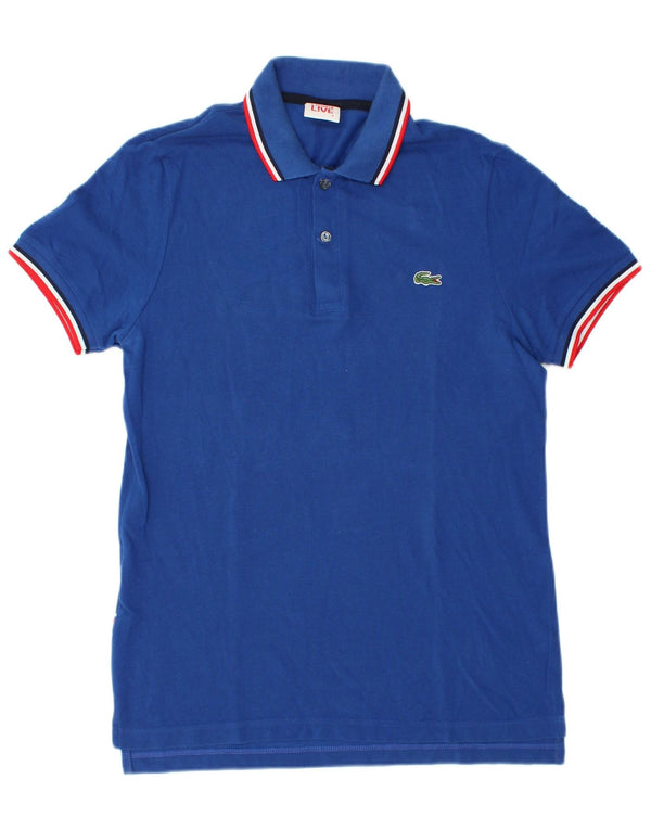 Camisa polo masculina Lacoste tamanho 3 pequeno algodão azul