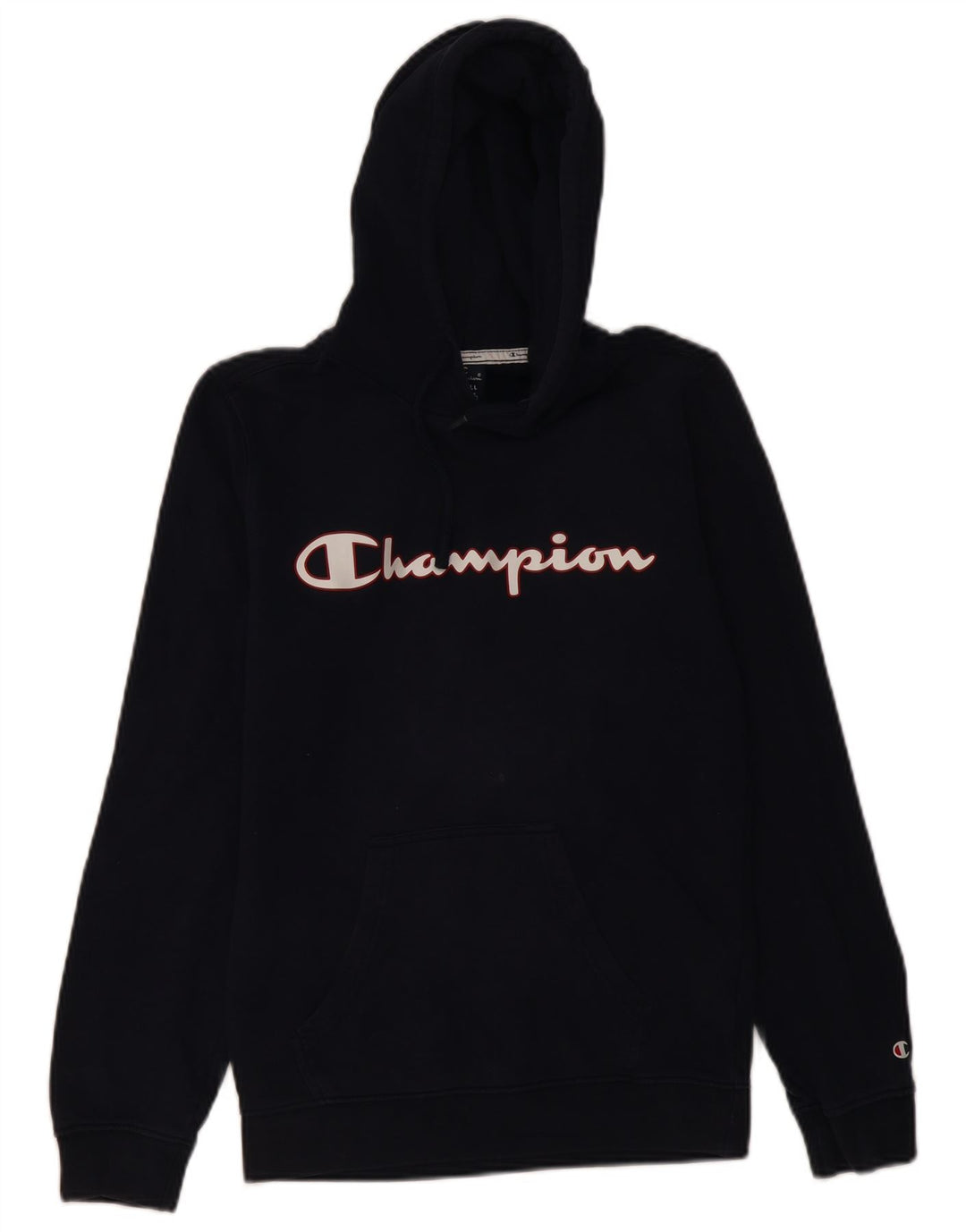 CHAMPION Suéter com capuz gráfico masculino XS azul marinho algodão