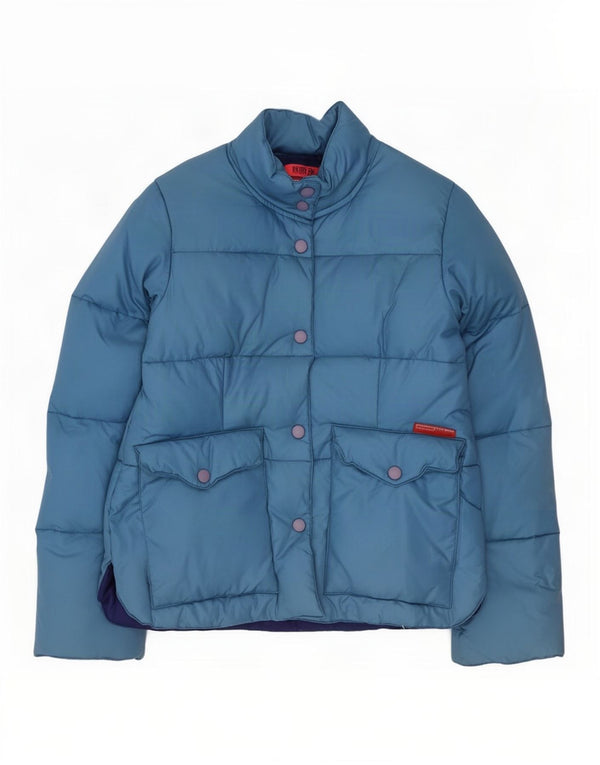 Jaqueta acolchoada feminina Fiorucci Reino Unido 14 grande nylon azul
