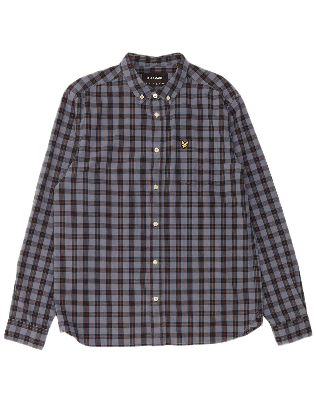 Camisa masculina LYLE & SCOTT grande algodão xadrez azul marinho