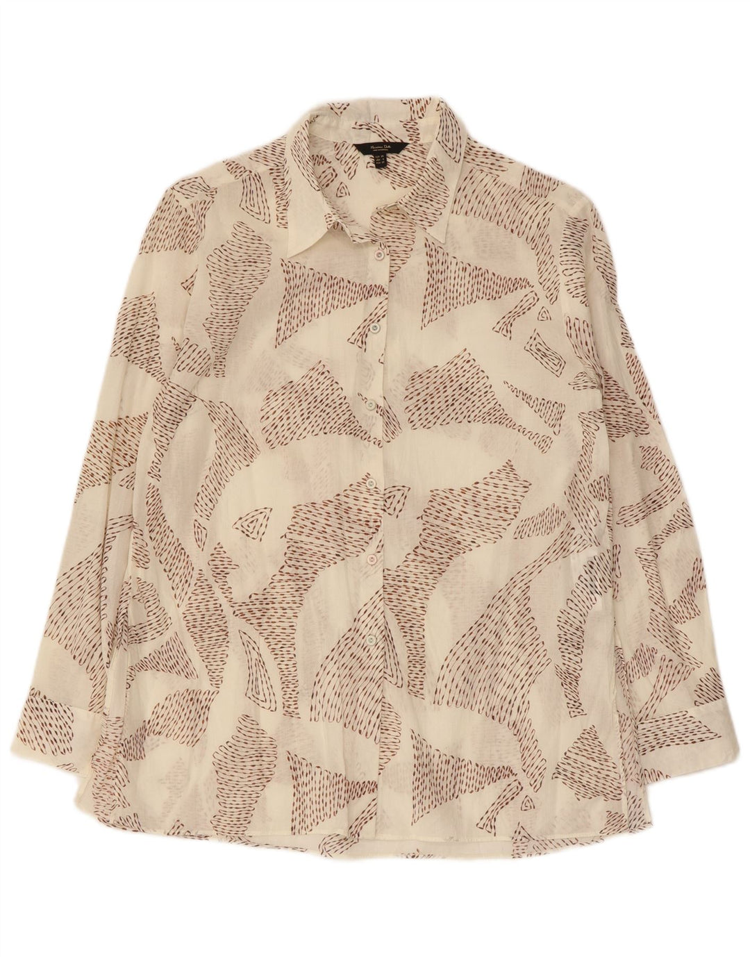 Camisa feminina Massimo Dutti com padrão abstrato UE 38 pequeno algodão branco