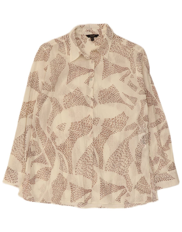 Camisa feminina Massimo Dutti com padrão abstrato UE 38 pequeno algodão branco