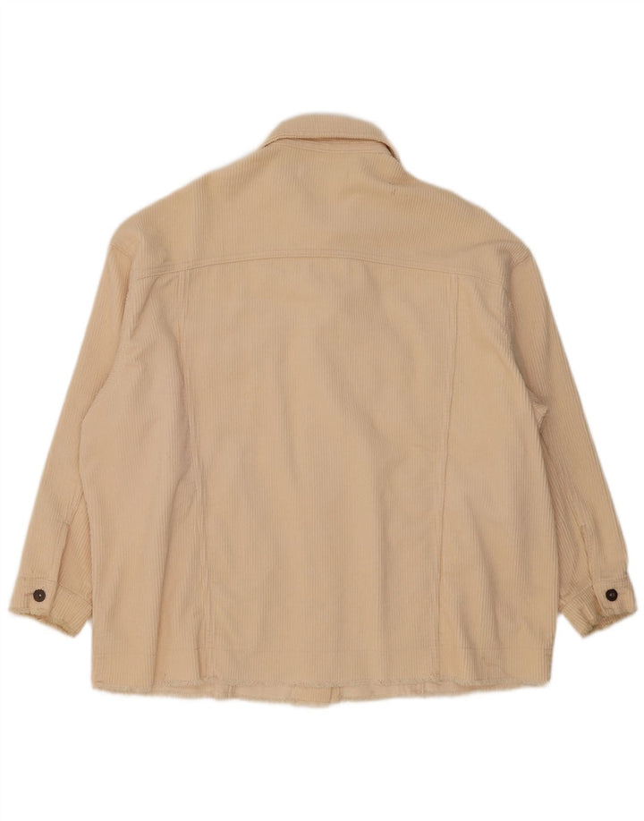 Jaqueta feminina de veludo cotelê Zara UK 18 XL branco algodão