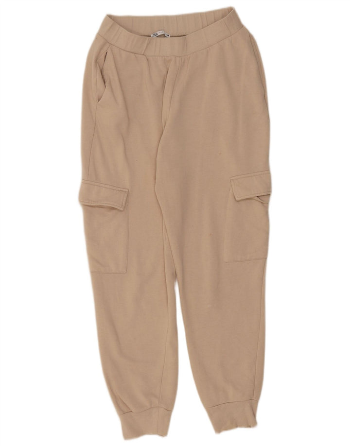 Calça esportiva feminina Zara Cargo Joggers grande bege