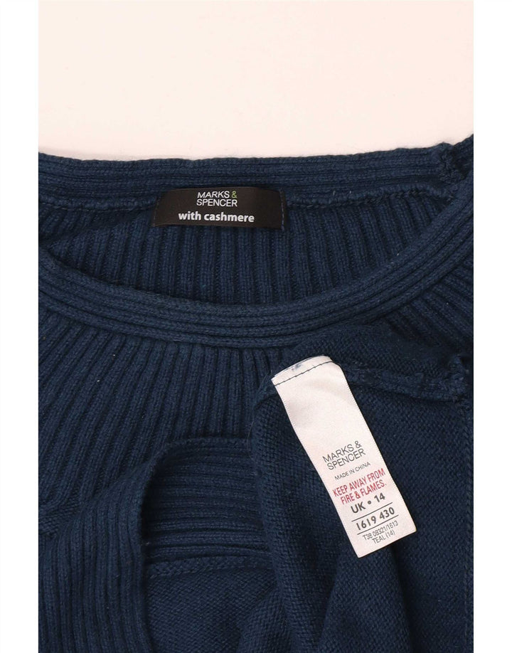 Suéter feminino Marks & Spencer com gola canoa Reino Unido 14 azul médio
