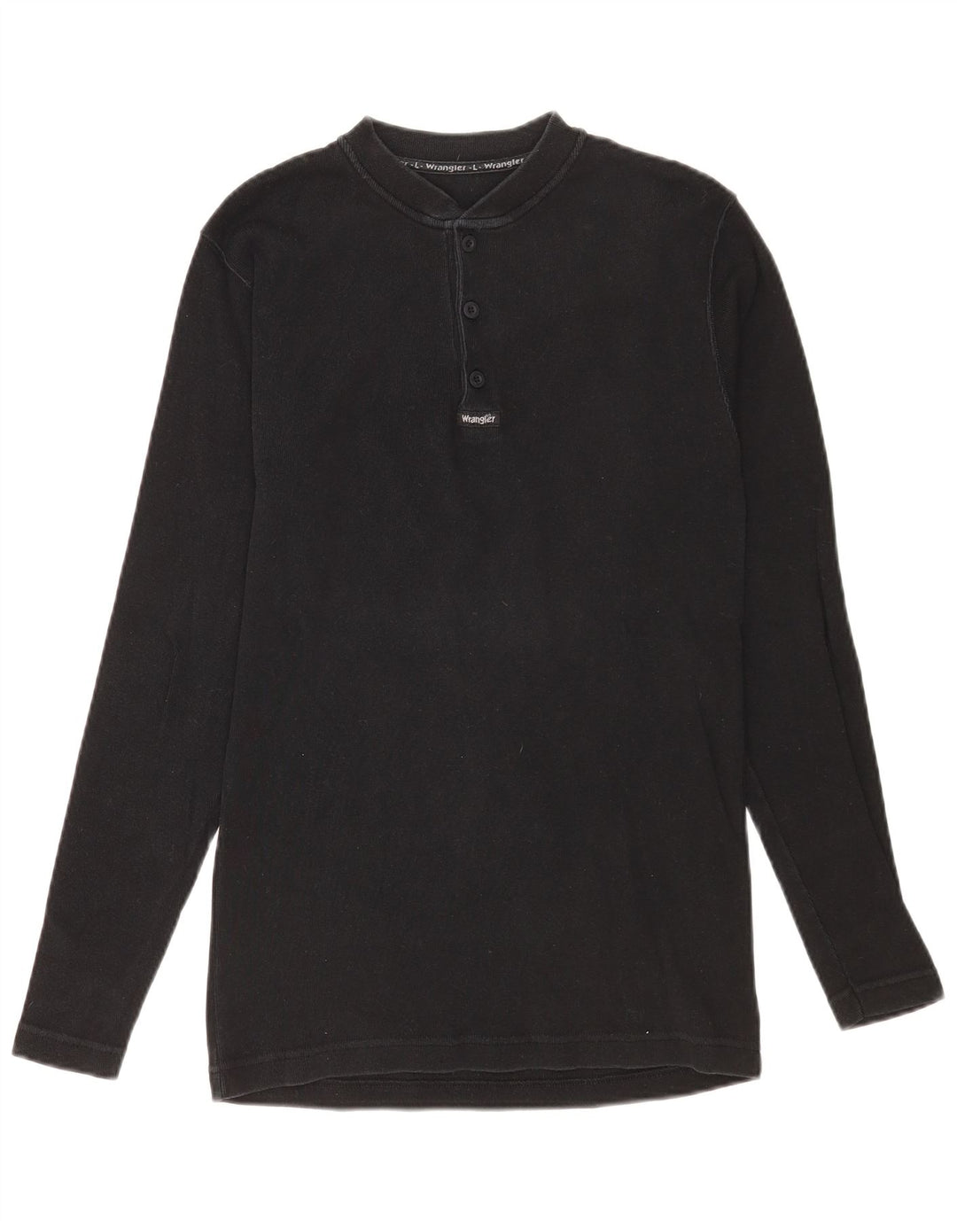 Wrangler Mens Top Manga Longa Grande Algodão Preto