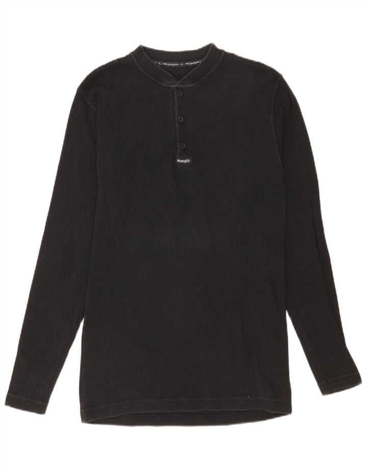 Wrangler Mens Top Manga Longa Grande Algodão Preto