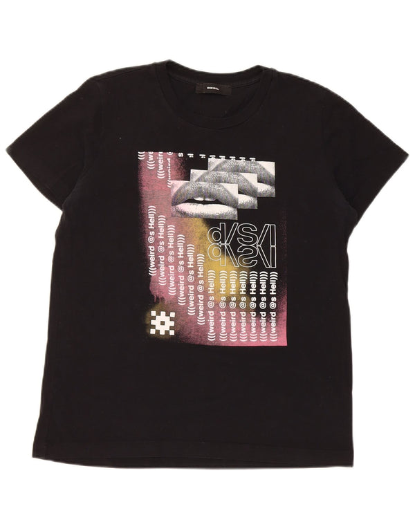 Camiseta feminina diesel Diesel Top UK 10 pequeno algodão preto