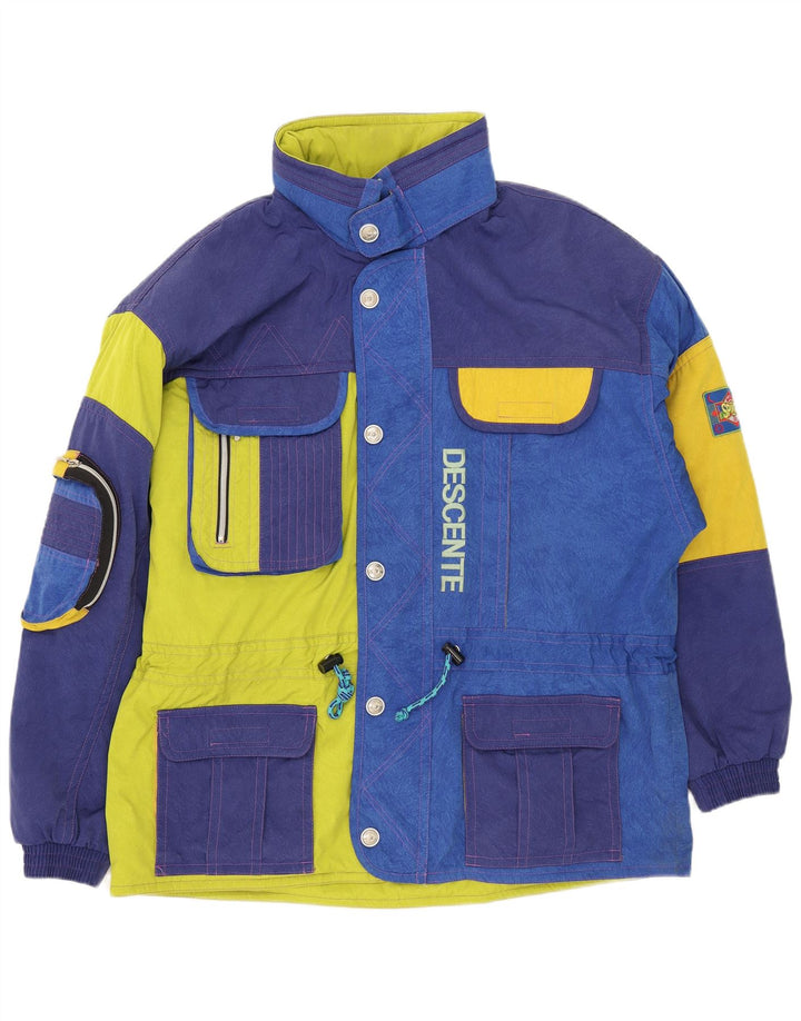 Jaqueta de esqui masculina Descente com capuz gráfico IT 56 2XL azul colorblock