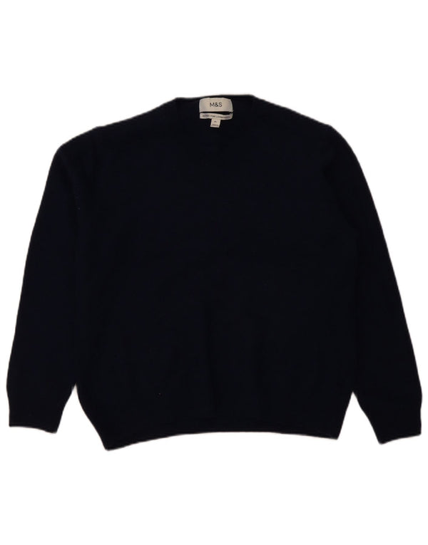 Marks & Spencer Womens Crew Neck Jumper Sweater UK 18 XL Navy Blue Wool