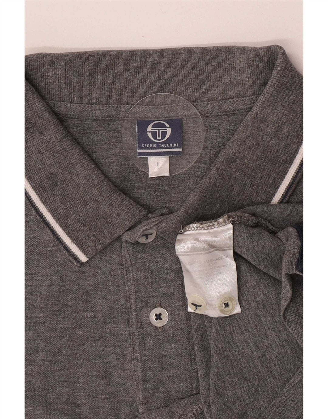 Camisa polo masculina Sergio Tacchini Slim Fit grande algodão cinza