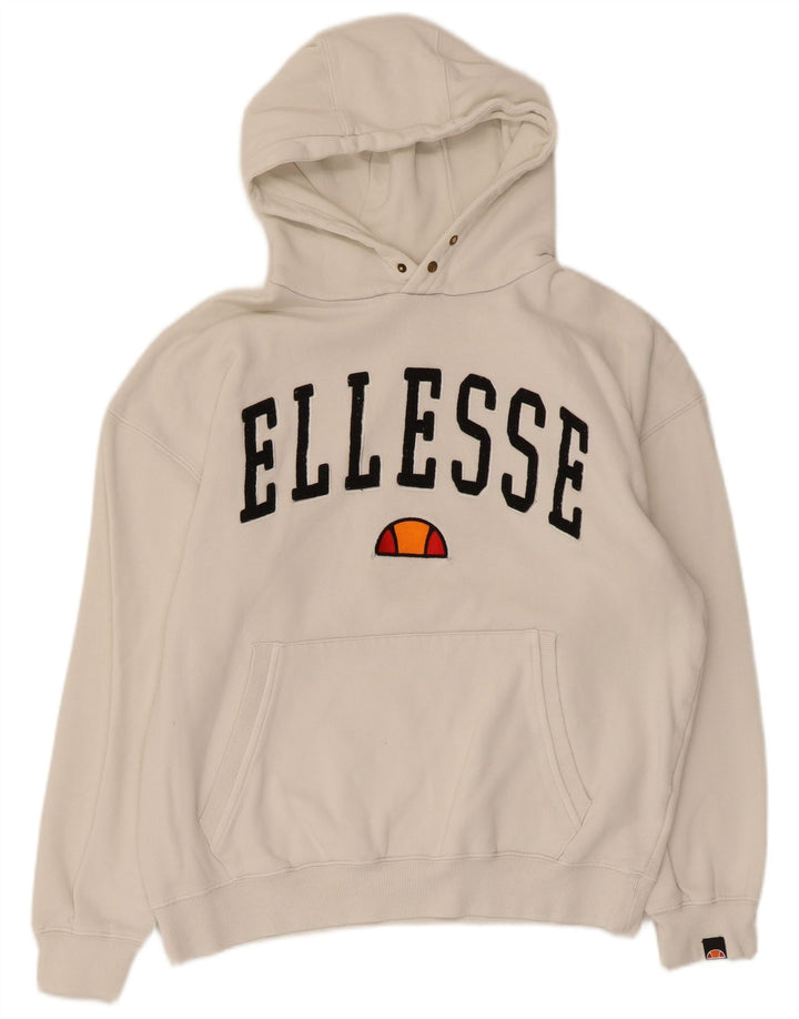 Ellesse Mens Duke Graphic moletom com capuz médio algodão branco