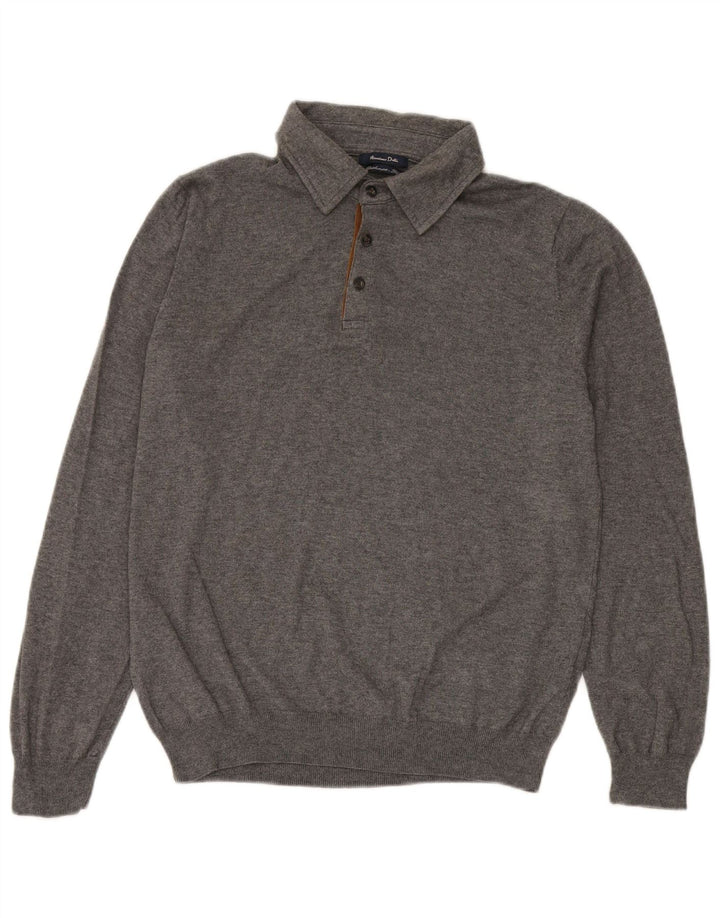 Suéter masculino MASSIMO DUTTI com gola polo e algodão cinza grande