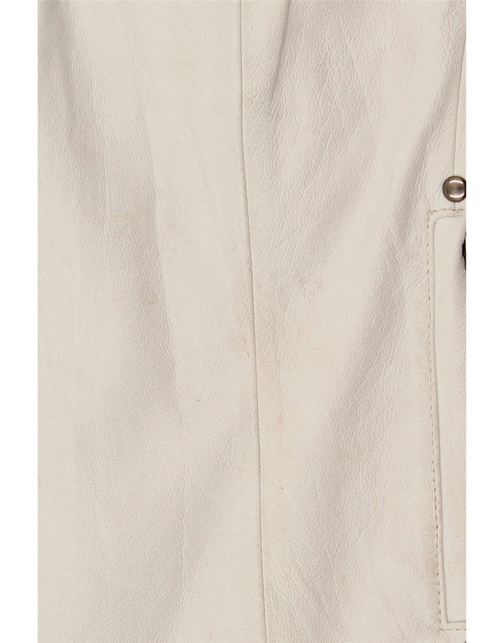Jaqueta de couro feminina vintage EU 42 couro branco grande