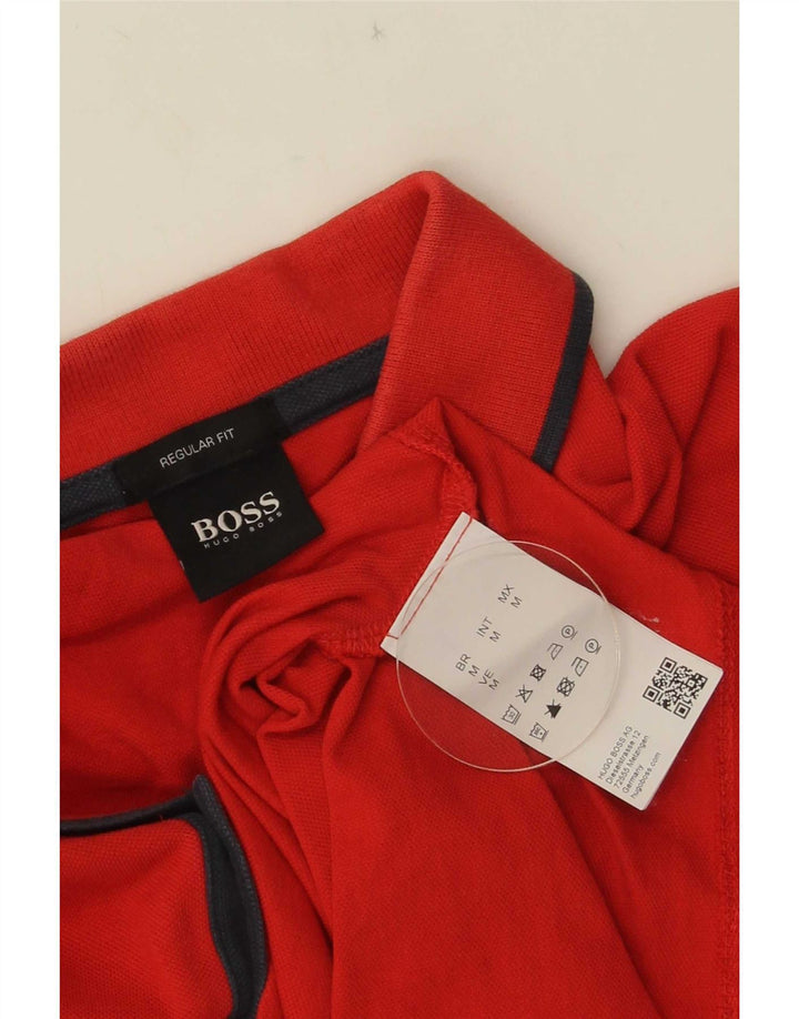 Camisa polo masculina Hugo Boss Regular Fit algodão vermelho médio