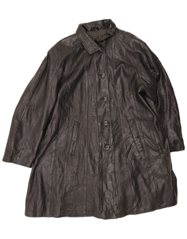 Casaco de couro superdimensionado feminino vintage EU 42 couro preto grande