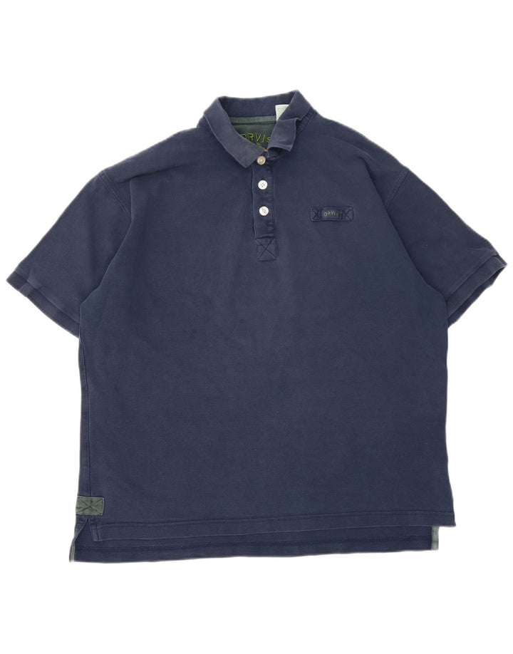 Camisa polo masculina Orvis grande algodão azul marinho