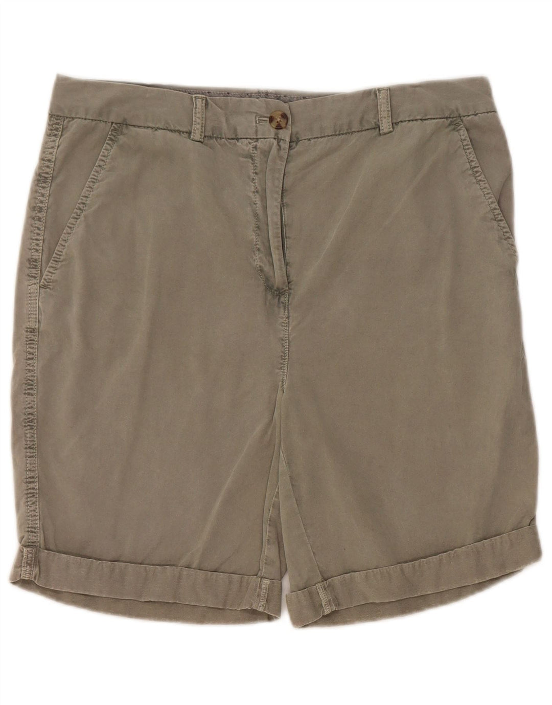 Shorts chino feminino Marks & Spencer Reino Unido 12 médio W32 algodão cáqui
