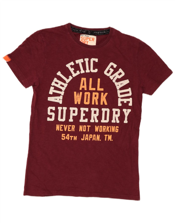 Superdry Mens Graphic T-Shirt Top Médio Algodão Borgonha