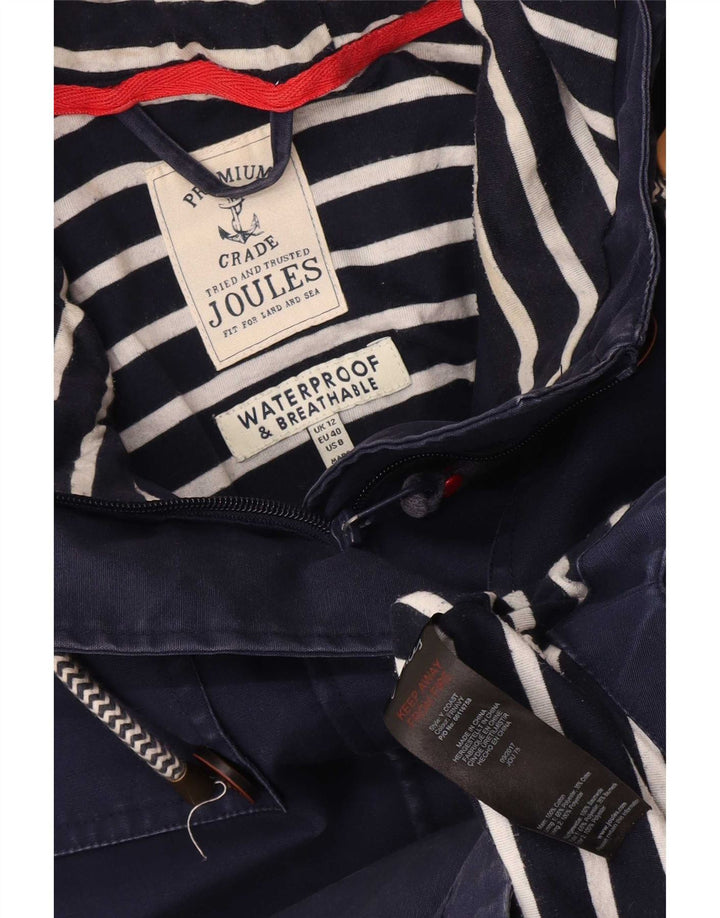 Capa de chuva feminina com capuz Joules UK 12 algodão azul marinho médio