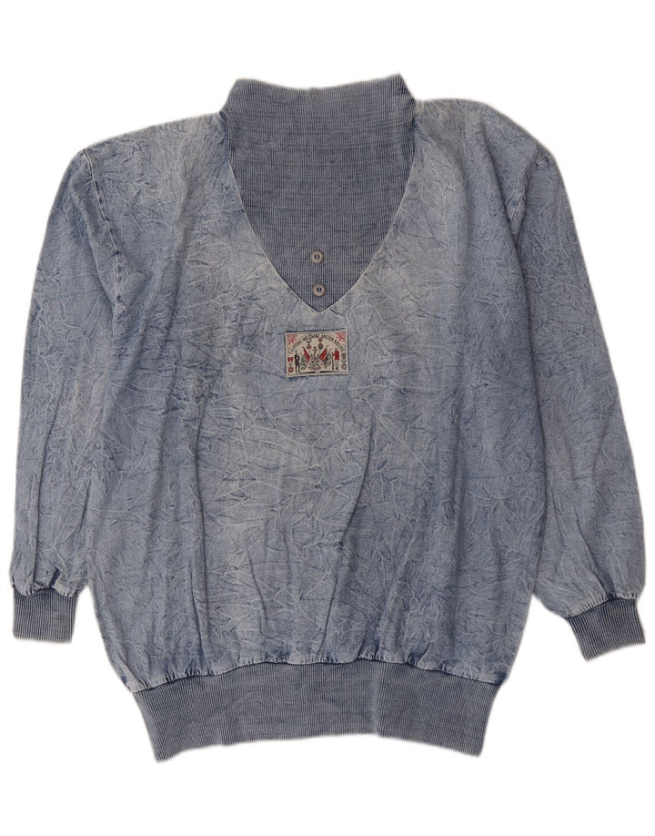 Camisola oversized feminina vintage EU 44 XL algodão azul