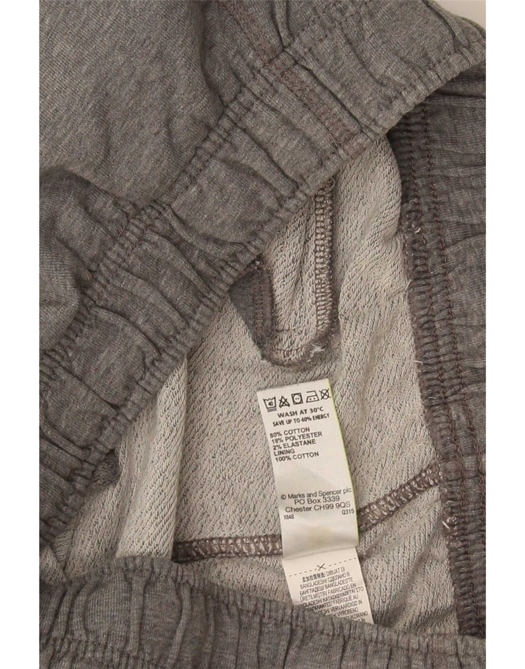 Calça de treino masculina Marks & Spencer XL cinza manchado de algodão