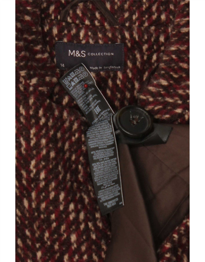 Sobretudo feminino Marks & Spencer Reino Unido 14 grande vermelho Chevron poliéster
