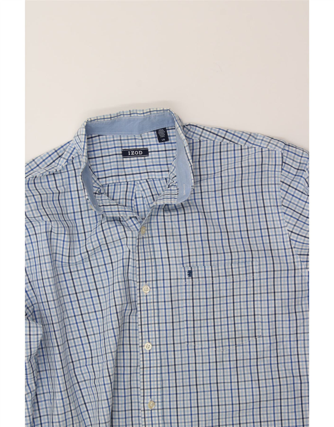 IZOD Mens Shirt Large Blue Check Cotton Vintage Izod and Second-Hand Izod from Messina Hembry 