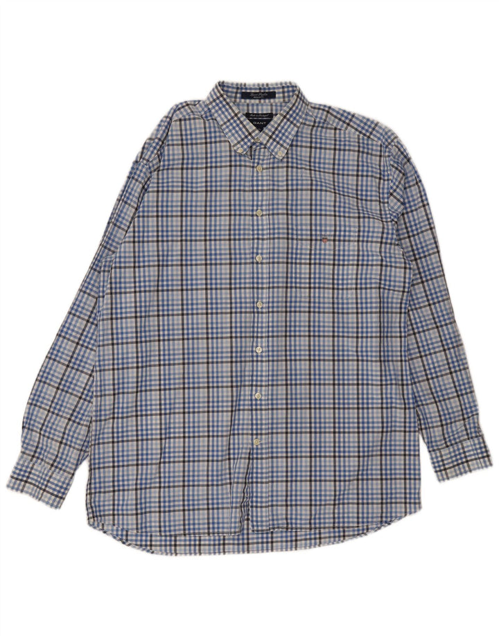 Gant Camisa masculina regular fit XL azul algodão guingão