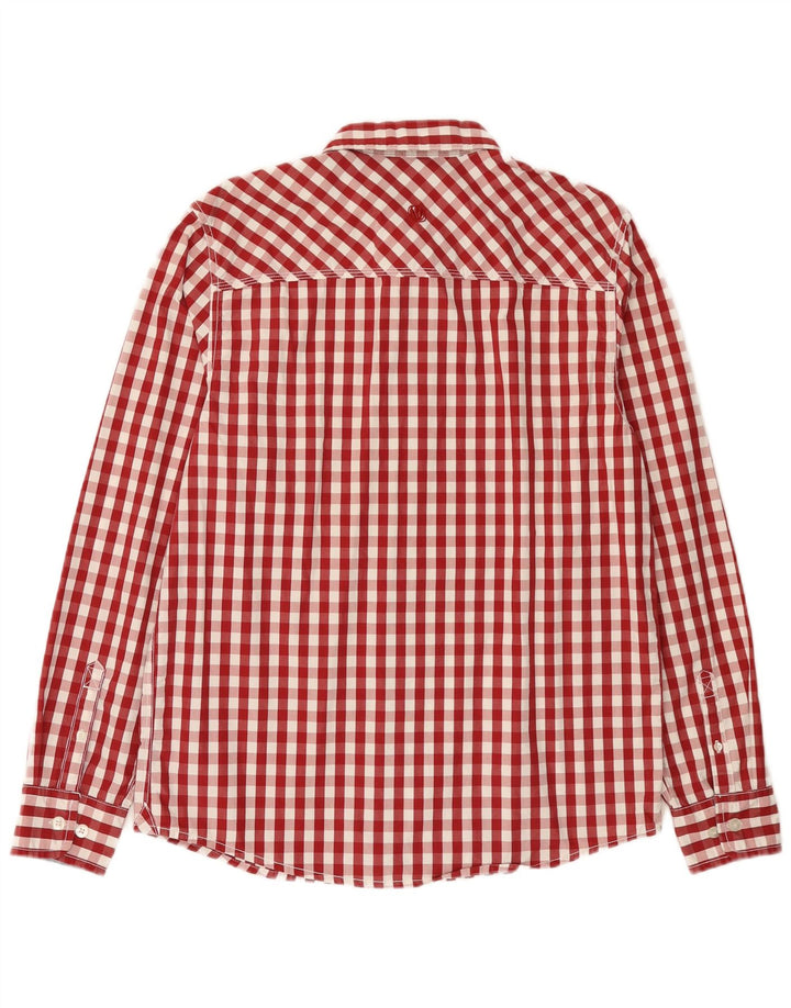 Camisa masculina FAT FACE de algodão guingão vermelho médio