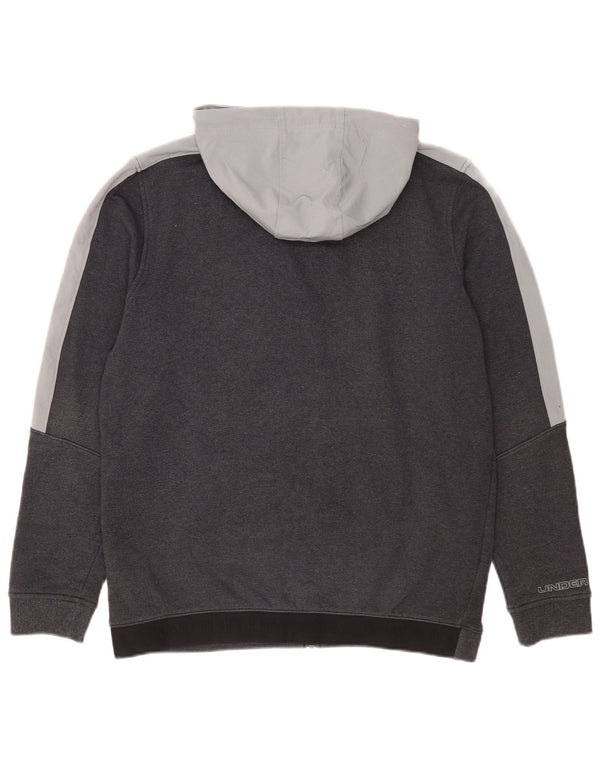 Suéter masculino Under Armour com capuz e zíper cinza médio algodão colorblock