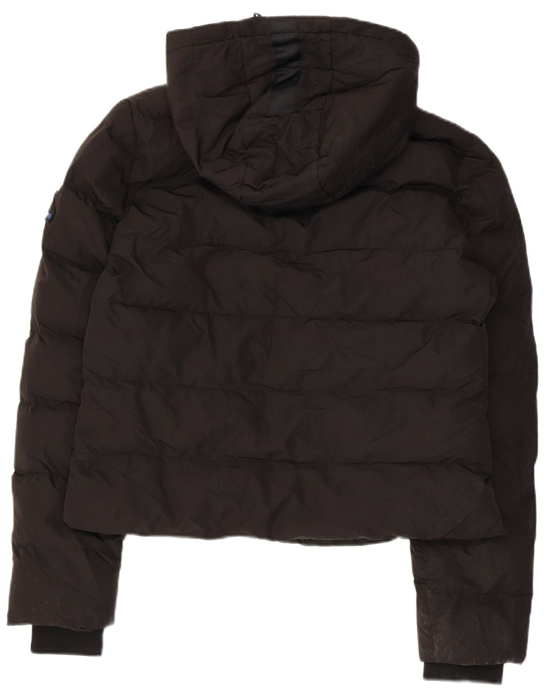 Jaqueta feminina SUPERDRY acolchoada com capuz UK 12 poliéster preto médio