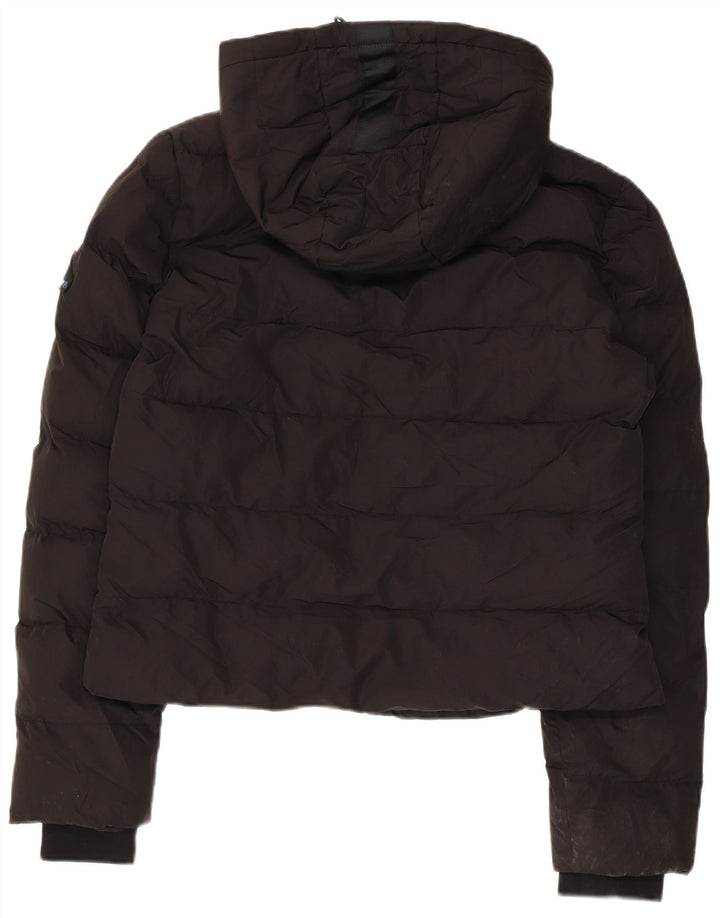 Jaqueta feminina SUPERDRY acolchoada com capuz UK 12 poliéster preto médio