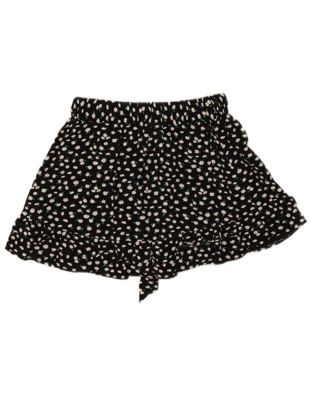 Zara Womens Skort UK 10 Pequeno Floral Preto