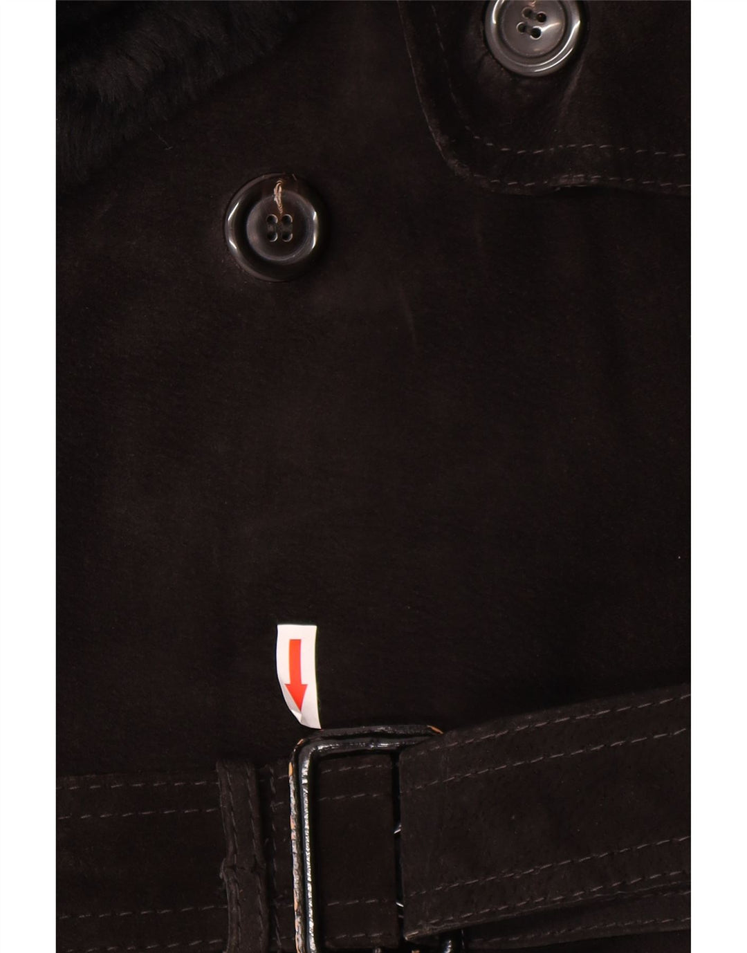 Casaco feminino vintage de camurça com peito duplo IT 54 3XL preto