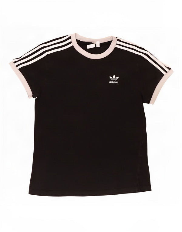 Camiseta feminina Adidas UK 8 pequena preta colorblock algodão