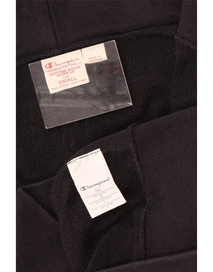 Suéter feminino Champion com capuz e zíper reverso Reino Unido 10 pequeno algodão preto