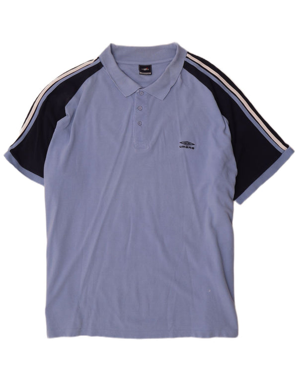 Camisa polo masculina Umbro 4XL azul colorblock algodão