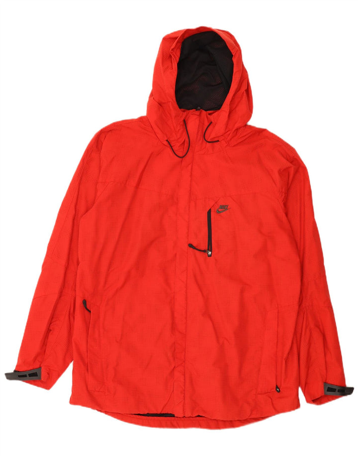 Jaqueta de chuva masculina Nike com capuz UK 42/44 grande nylon geométrico vermelho