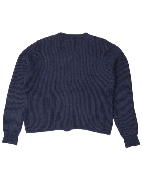 Suéter cardigã feminino Massimo Dutti cropped grande Reino Unido 10 pequeno azul marinho
