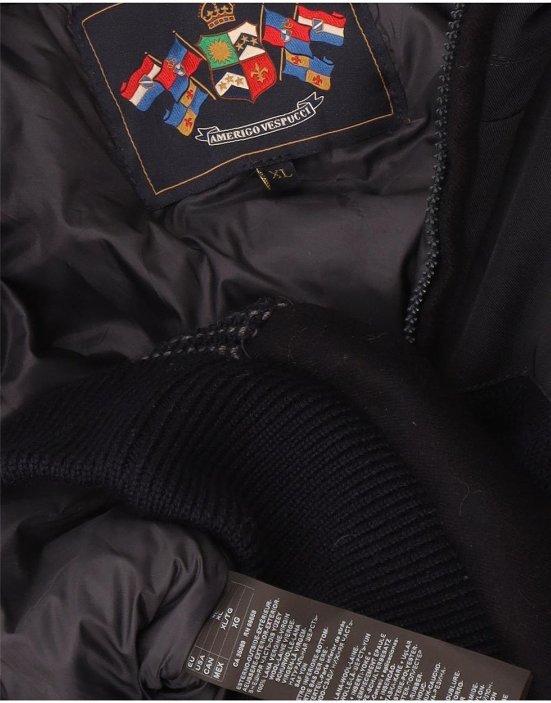 Jaqueta bomber masculina Amerigo Vespucci UK 42 XL azul marinho poliéster