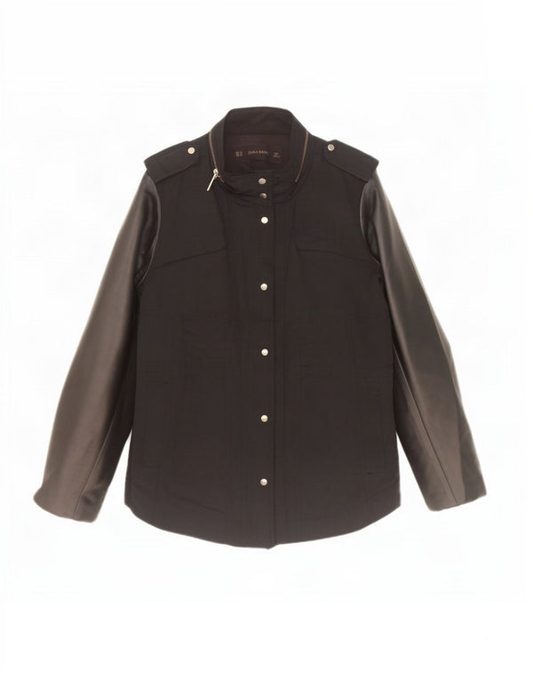 Jaqueta militar com capuz feminina Zara UK 6 XS poliuretano preto