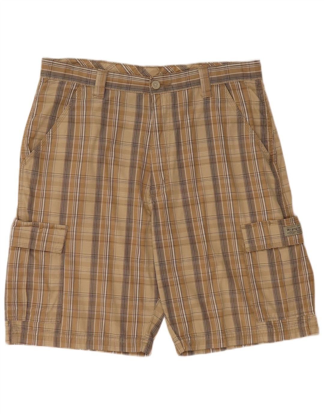 Shorts cargo masculino WRANGLER W34 grande algodão xadrez marrom