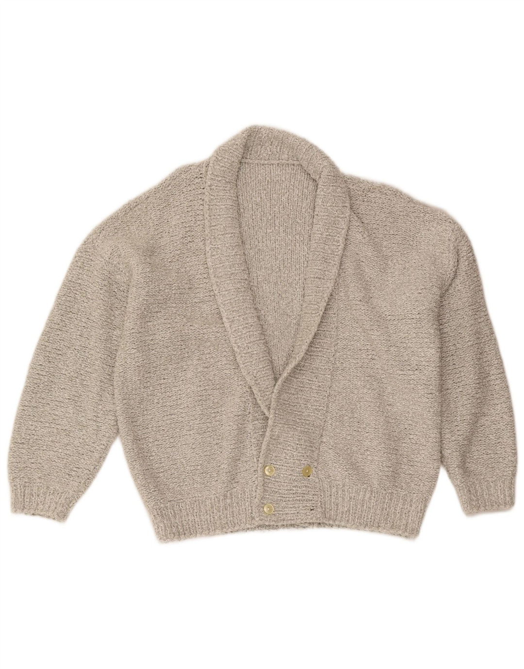 Suéter cardigã masculino vintage com peito duplo cinza médio