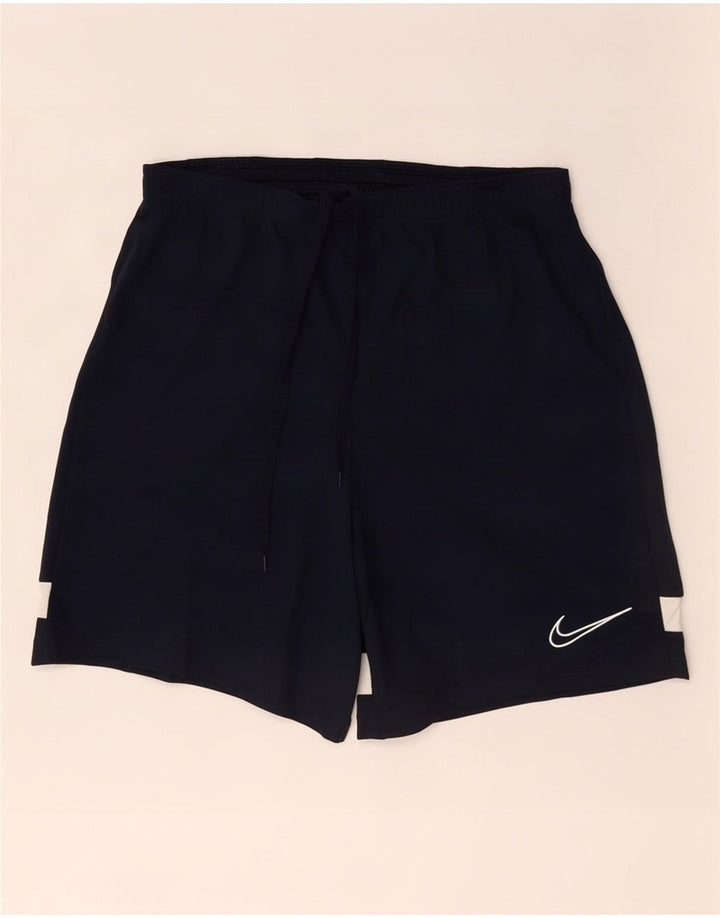 Shorts esportivos masculinos Nike Dri Fit médio azul marinho colorblock poliéster