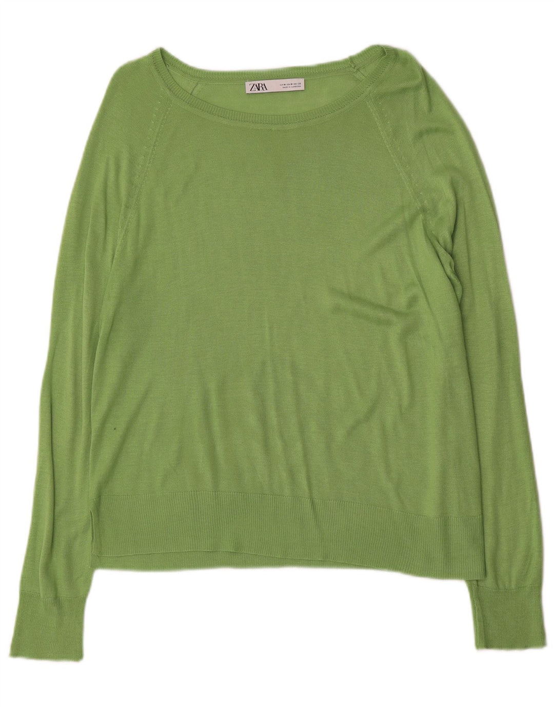 Zara Suéter feminino com gola canoa e gola redonda Reino Unido 14 verde médio