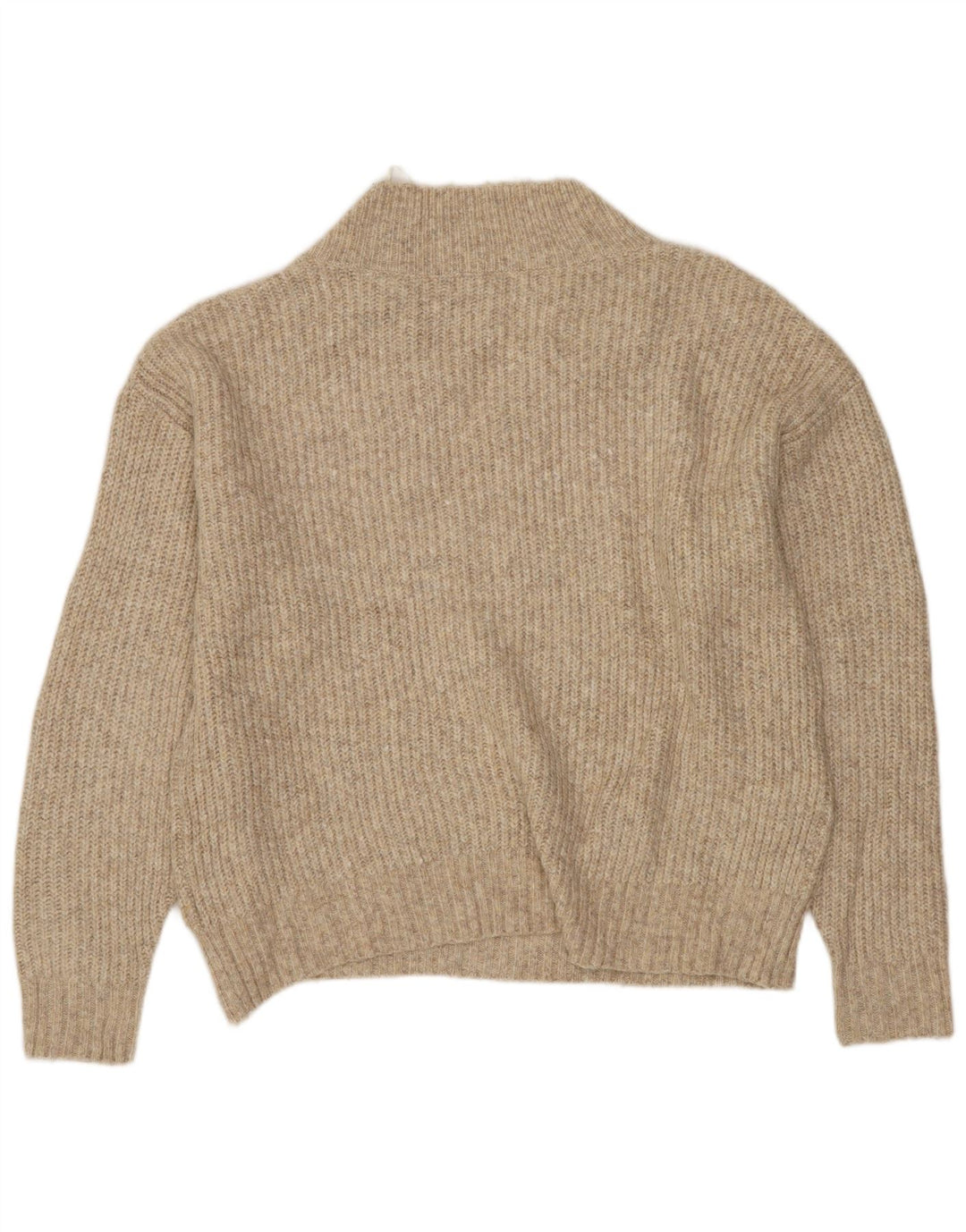 MARKS & SPENCER Suéter feminino curto com decote em V Reino Unido 14 médio bege