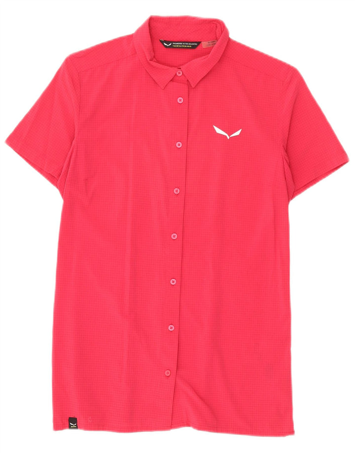 Camisa feminina de manga curta Dolomite IT 40 pequena xadrez rosa