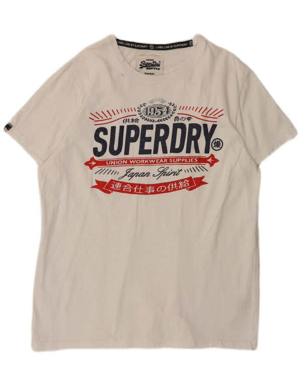 Camiseta gráfica masculina Superdry Top 2XL algodão branco